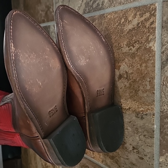 NWOT!! Frye Billy Stitch Sz. 7.5 Brown & Red Boots - Picture 6 of 6